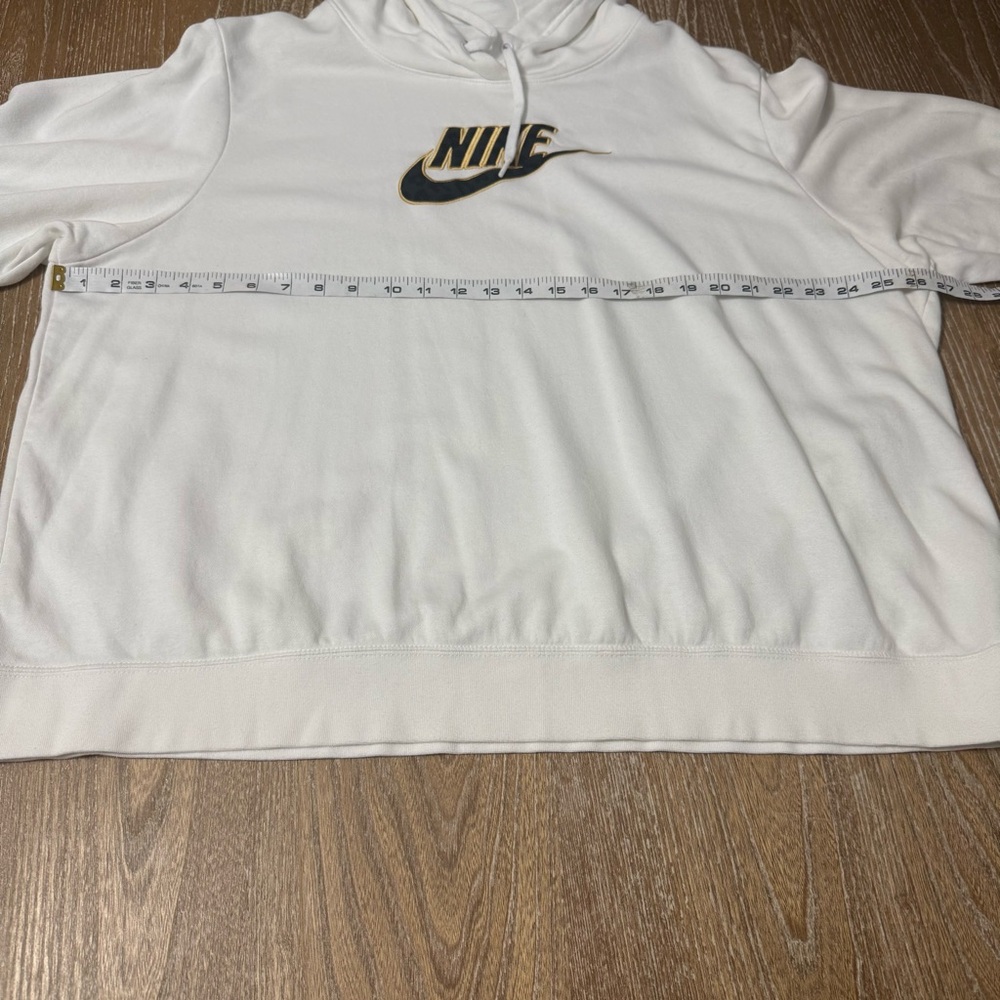 Nike Spellout Swoosh White Hoodie Cotton Blend Sweatshirt Women’s 2X Pullover - Picture 6 of 10